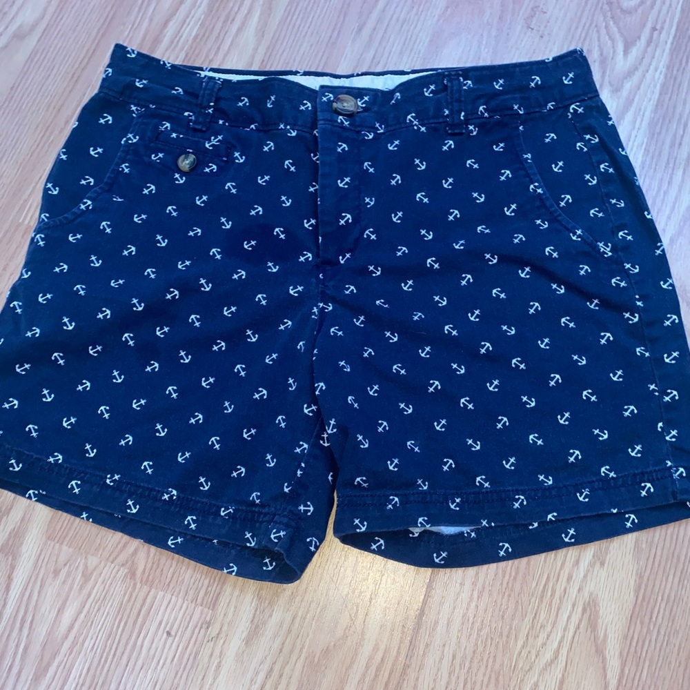 Navy blue shorts with white anchors